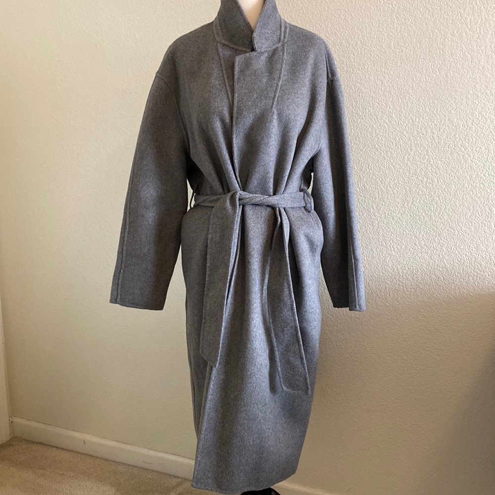 Mango Gray Wool Blend long Coat NWT size Medium